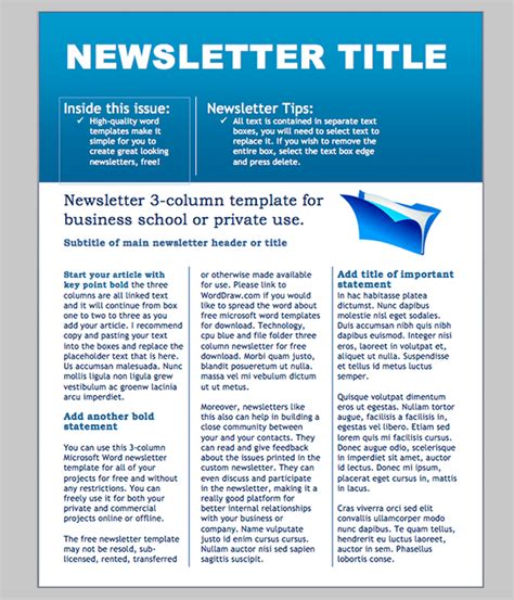 free templates for newsletters microsoft word
