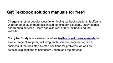 Free Textbook Solution Manuals