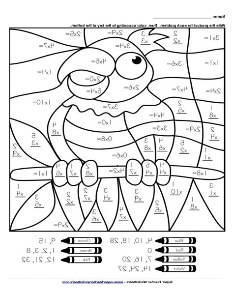 Free Third Grade Math Coloring Worksheets