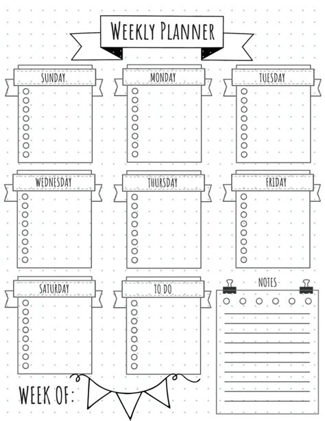 Free Weekly Assignment Tracker Printable Bullet Journal