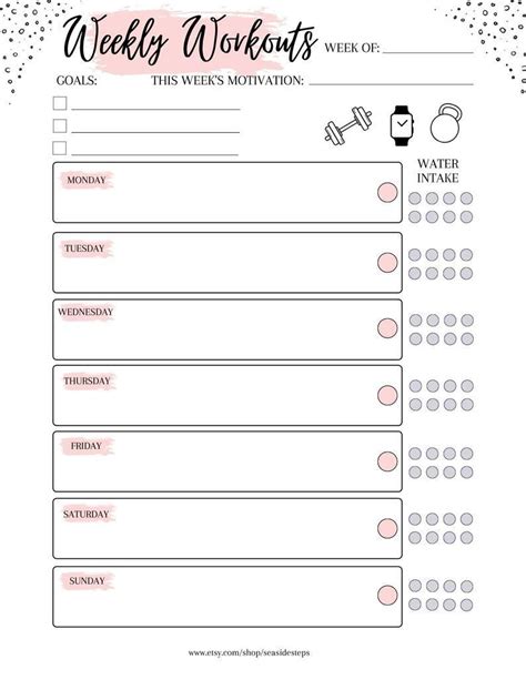 Free Weekly Tracker Printable Exercise