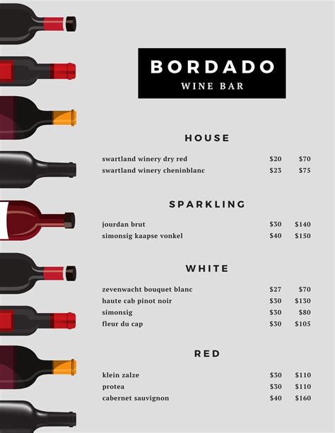 Free printable and customizable wine menu templates Canva