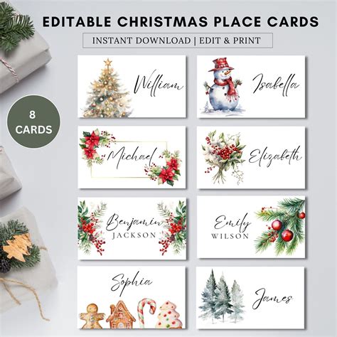 Free Winter Place Card Printables