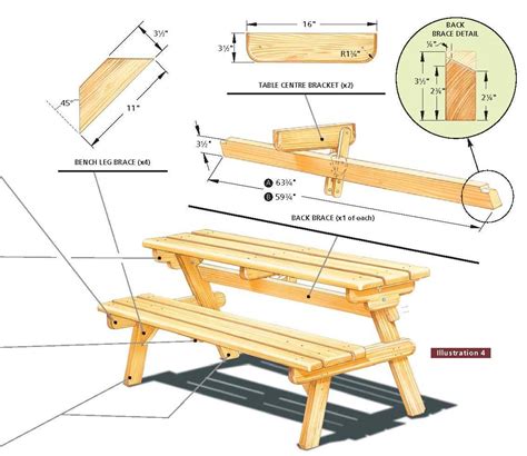 I built a detached bench picnic table. Free Plans! DIY
