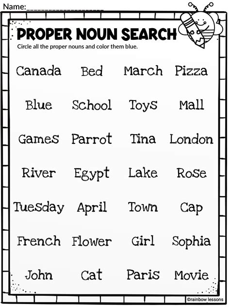 free worksheets proper nouns