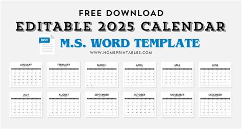 Free Writable Calendar Template 2025