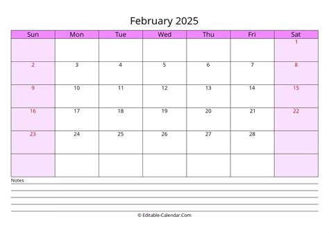 Free February 2025 Calendar Printable PDF, Word
