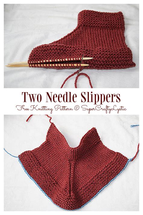 Amazing Knitting Easy Two Needle Ribbed Slipper Socks Free Pattern 2D9