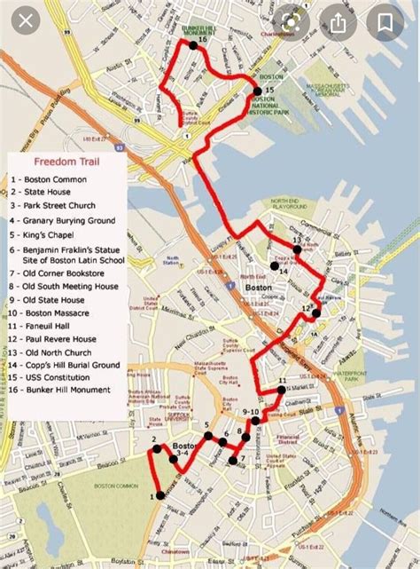 Exploring Boston's History With Freedom Trail Printable Map