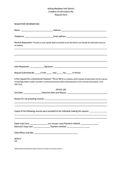 freedom of information act request form template