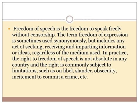 freedom of speech and expression is an absolute right true or false