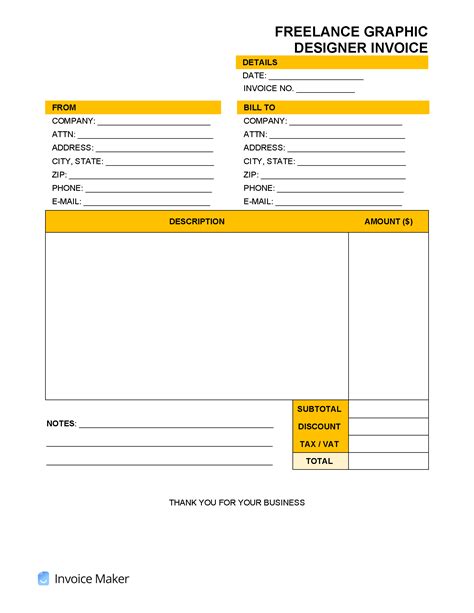 Freelance Graphic Design Invoice Template Pdf PDF Template