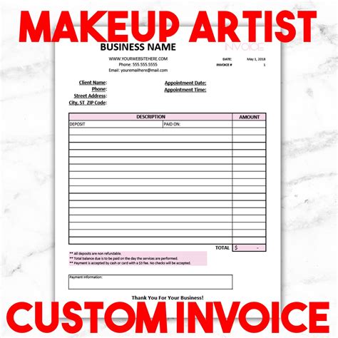 Freelance Makeup Artist Invoice Template