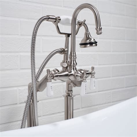 Transolid Cromwell Brushed Nickel 2Handle Freestanding Bathtub Faucet Includes Hand Shower at