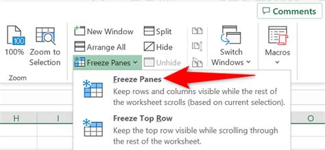 Freeze Cells in Excel