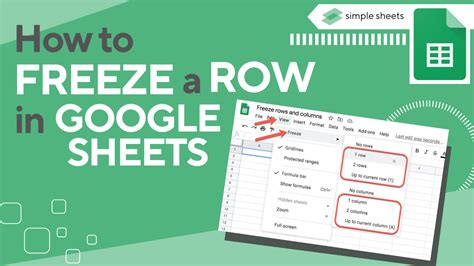 freeze function in google sheets