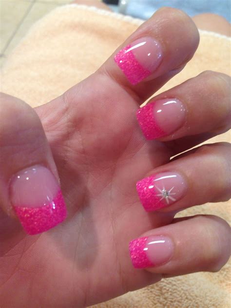 Hot neon pink tips summer french manicure Pretty is as Pretty does