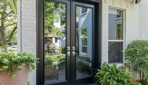 French doors with beautiful frosted film pieces to keep