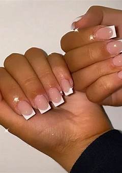 French Tip Acrylic Nails For Short Square Nails
