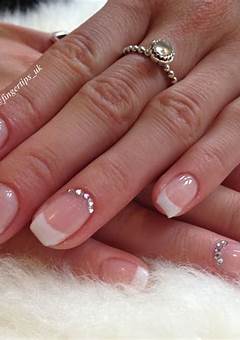 French Tip Acrylic Nails With Gems