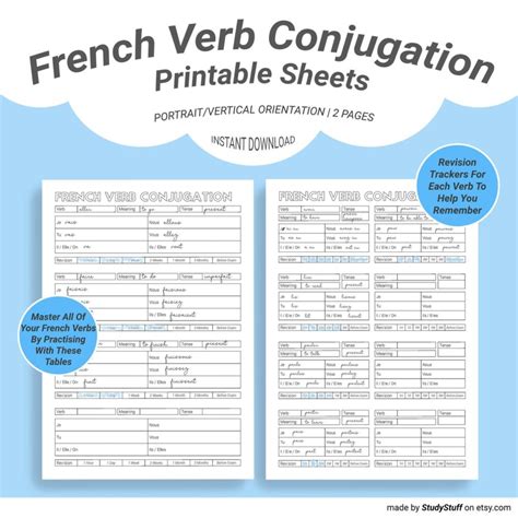 French Verb Conjugation Chart Printable: Tips And Tricks