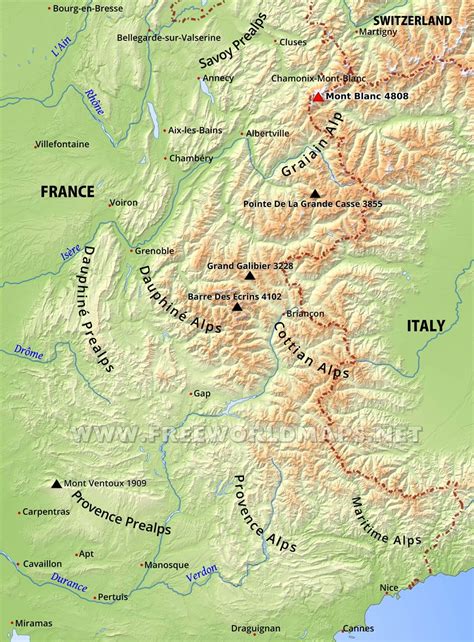 french alps map france