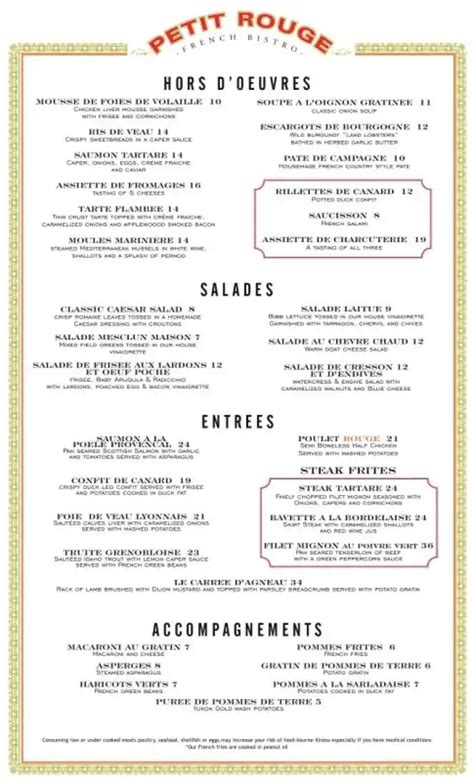 French Bistro Menus