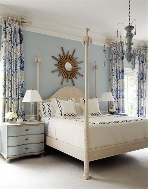 french blue bedroom natural wood elements ideas