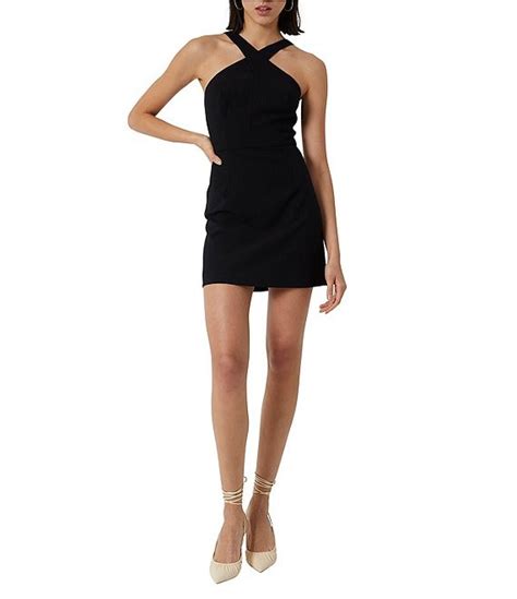 french connection whisper high neck mini dress