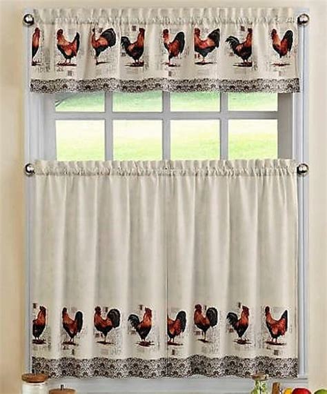 french country rooster kitchen curtains