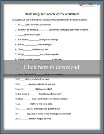 french irregular verbs exercises pdf with answers