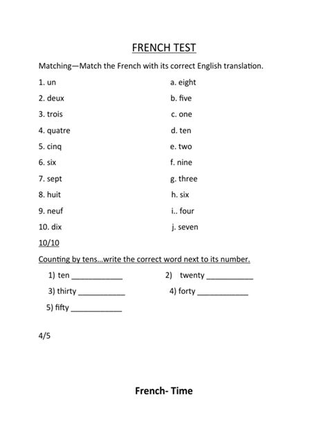 French Practice Tests Printable