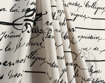 French Script Fabric Shower Curtain