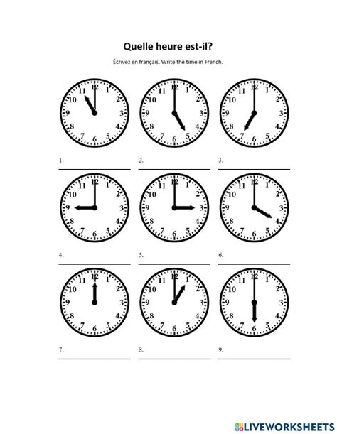 French Time Lesson Printable