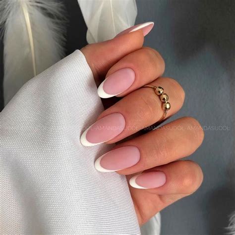 French Tip Acrylic Nails Oval Shape