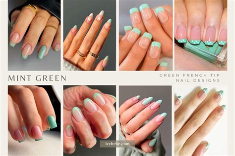 French Tip Nails Mint Green