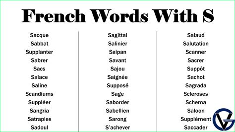 French Words Beginning S