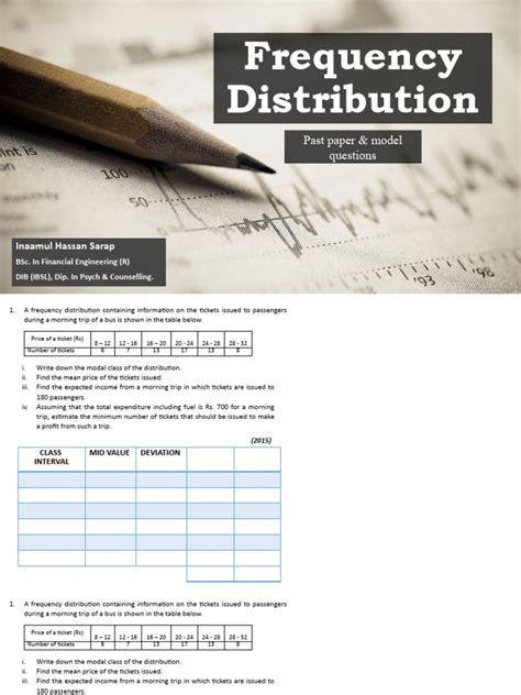 Frequency Distribution Questions Pdf