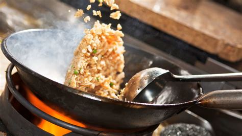 fried rice cooking in a wok