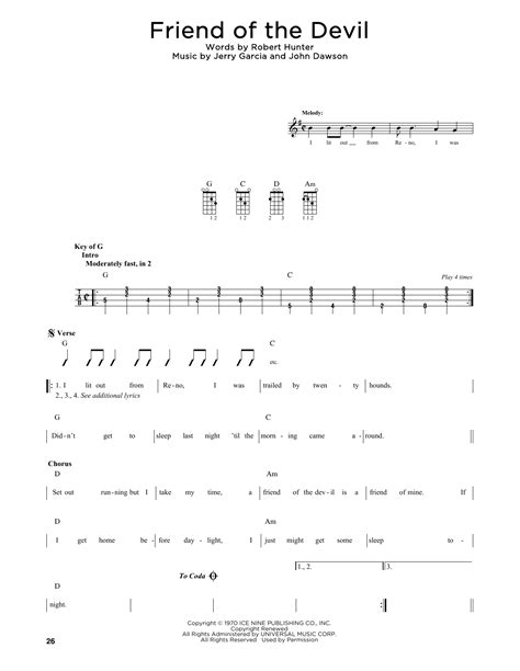 Friend Of The Devil Chords Mandolin