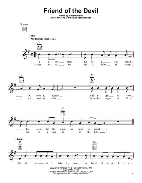 Friend Of The Devil Chords Ukulele