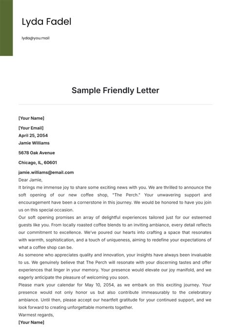 Friendly Letter Template Free Printable