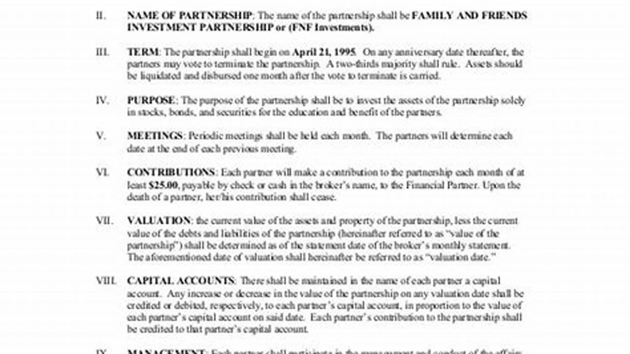 Family Investment Agreement Template