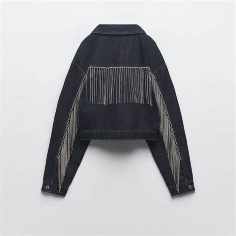 fringe denim jacket zara