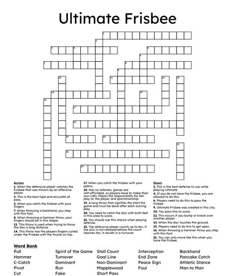 frisbee sport crossword