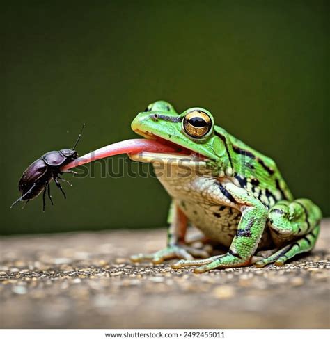 Frog eating insect