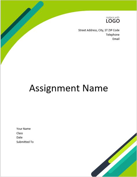 front page format for assignment
