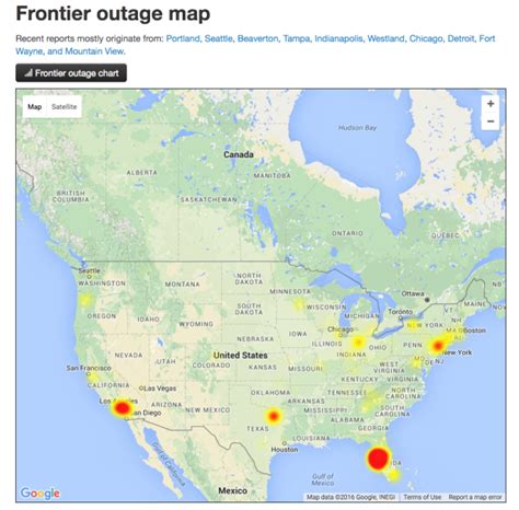 frontier internet outage map live