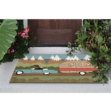 frontporch camping dog green rug