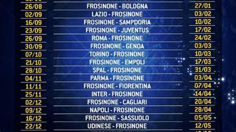 frosinone calcio calendario